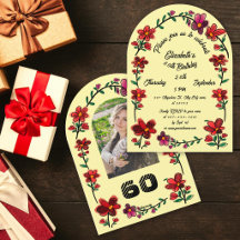 Yellow 60th Birthday Party Whimsical Doodle Flower