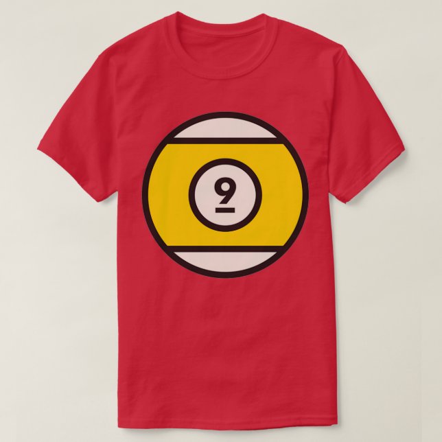 Yellow 9 Pool Ball T-Shirt (Design Front)