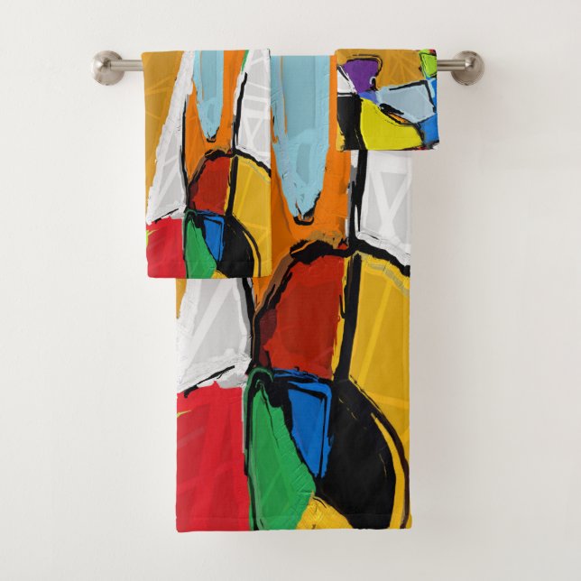 Yellow Abstract bath towel set (Insitu)