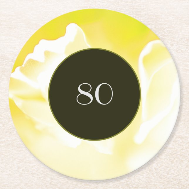 Yellow Abstract Floral Paper Coaster (Front)