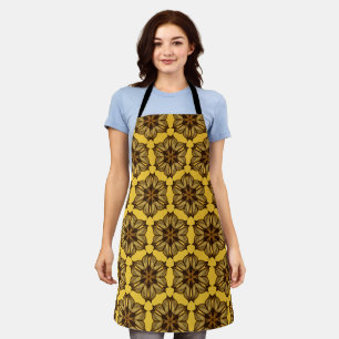 Yellow Abstract Floral Pattern Apron