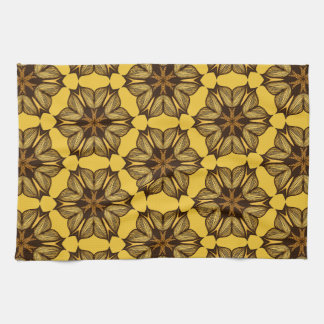 Yellow Abstract Floral Pattern Tea Towel