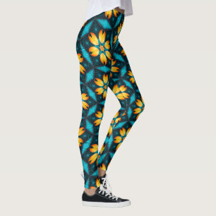 Yellow Abstract Flowers Leggings