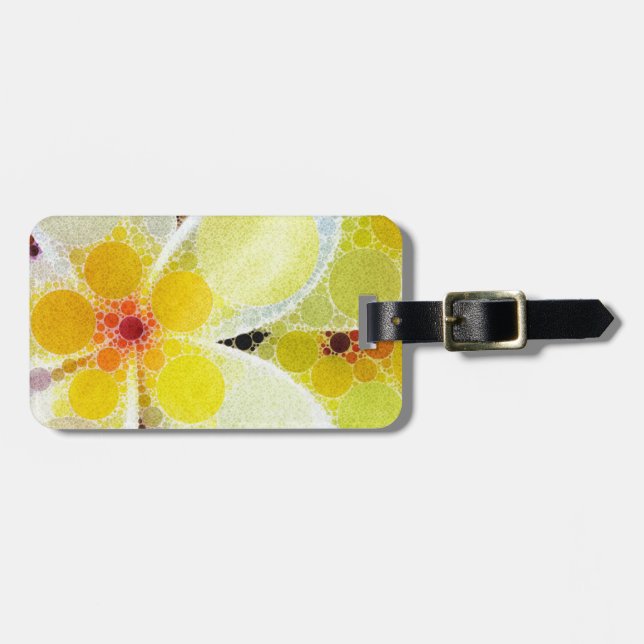 Yellow Abstract Flowers Luggage Tag (Front Horizontal)