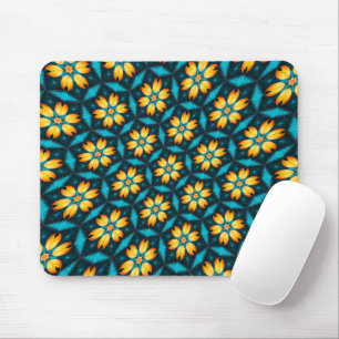Yellow Abstract Flowers Mouse Mat