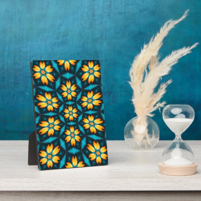Yellow Abstract Flowers Plaque (Side)