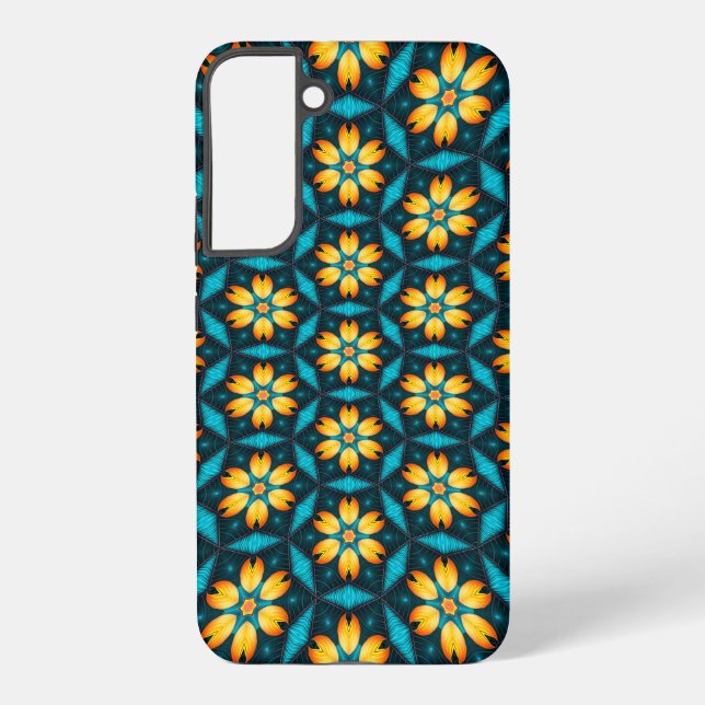 Yellow Abstract Flowers Samsung Galaxy S22+ Case (Back)