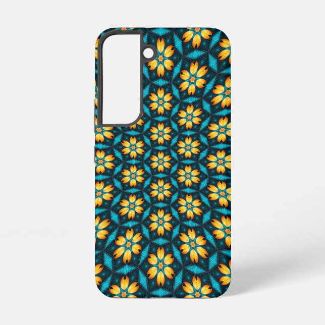 Yellow Abstract Flowers Samsung Galaxy S22 Case (Back)