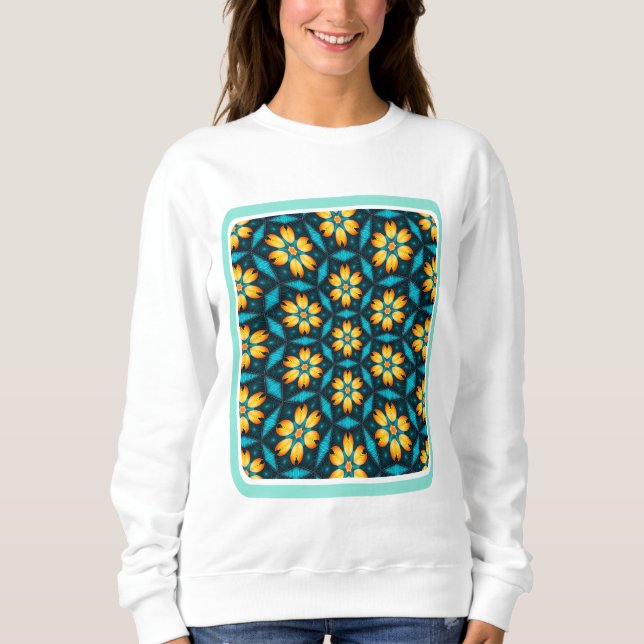 Yellow Abstract Flowers Sweatshirt (Front)