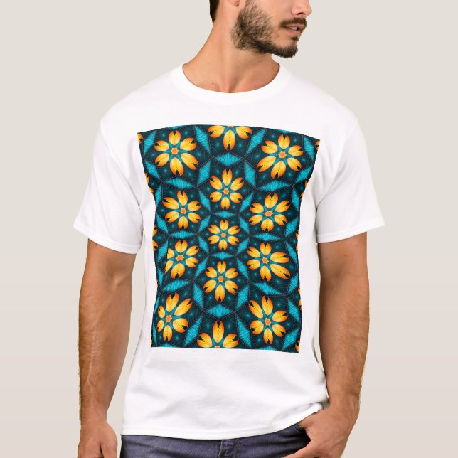Yellow Abstract Flowers T-Shirt (Front)