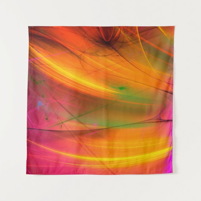 yellow abstract fractal background 3d rendering3d, tapestry (Front)