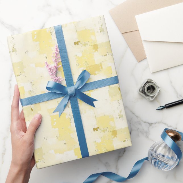 Yellow Abstract Paint  Wrapping Paper (Gifting)