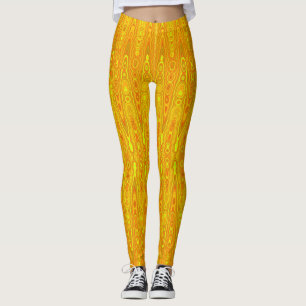 Yellow abstract pattern leggings