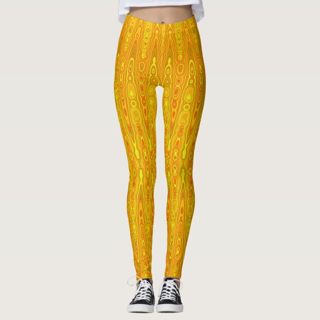 Yellow abstract pattern leggings (Front)