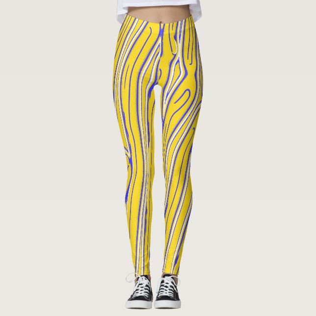 Yellow abstract pattern "Ratti_Creative_Arts"  Leggings (Front)