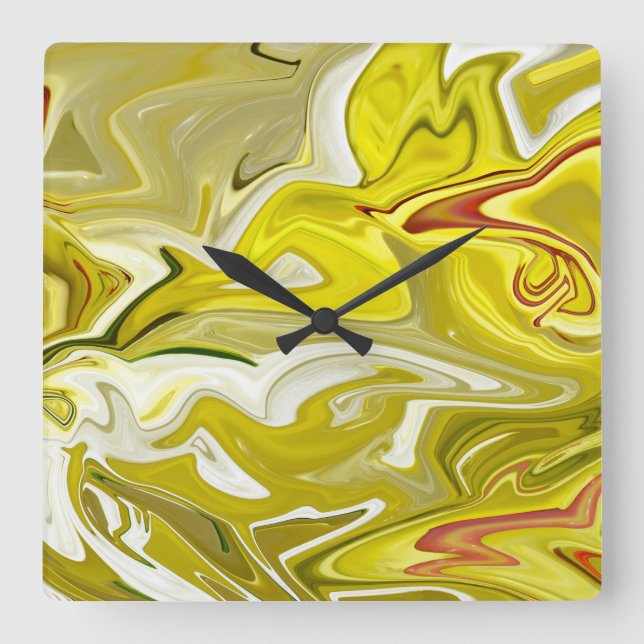Yellow abstract pattern  square wall clock (Front)