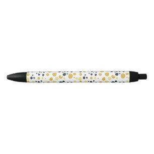 Yellow Abstract Polka Dots Black Ink Pen