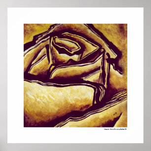 Yellow Abstract Rose Flower Chic Decor Poster