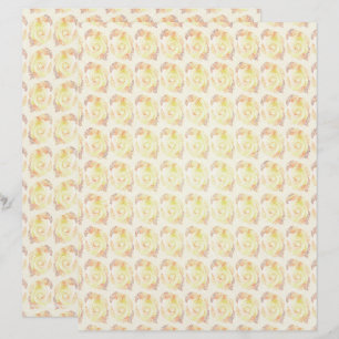 Yellow Abstract Roses Scrapbook Paper 2-Sided Page
