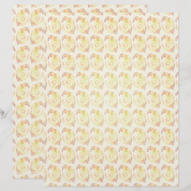 Yellow Abstract Roses Scrapbook Paper 2-Sided Page (Front/Back)