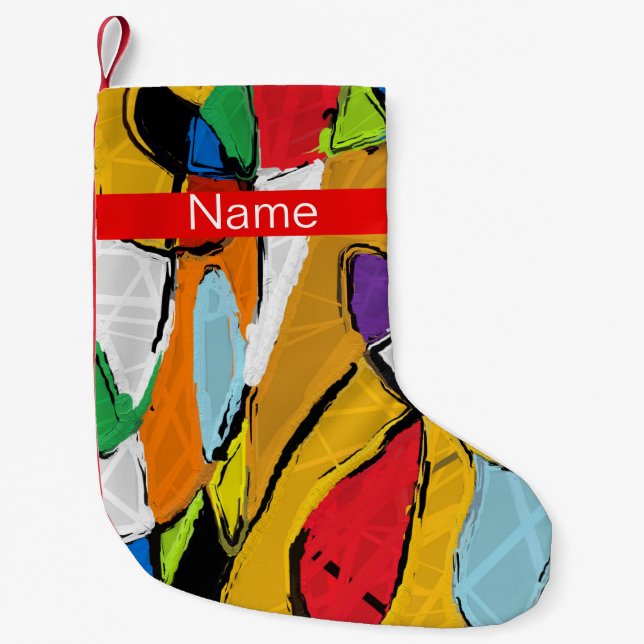 Yellow Abstract Small Christmas Stocking (Front)