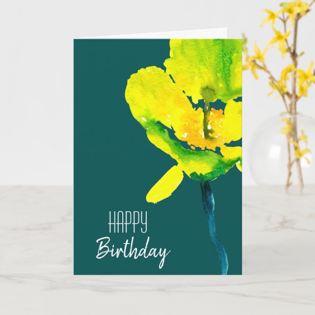 Yellow abstract watercolor loose floral card (Yellow Flower)