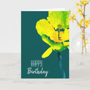 Yellow abstract watercolor loose floral card