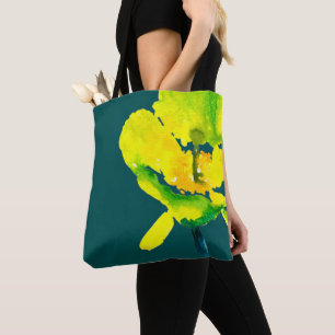 Yellow abstract watercolor loose floral tote bag