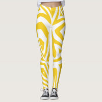 Yellow Abstract Zebra Print Womens Leggings