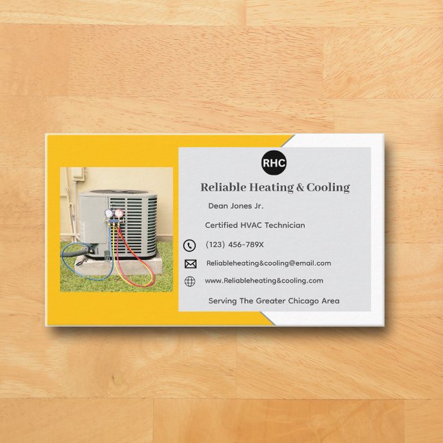 Yellow AC Unit Heating Cooling Hvac Business Card (Yellow AC Business Card )