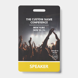 Yellow Access Pass QR Code Speaker Conference ID Badge