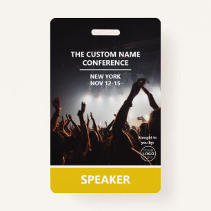 Yellow Access Pass QR Code Speaker Conference ID Badge