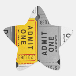 Yellow Admit One Movie Ticket Star Sticker