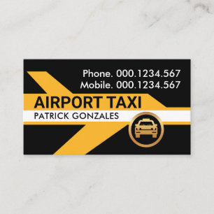 Yellow Aeroplane Airport Taxi Driving Business Card