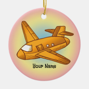 Yellow Aeroplane Ceramic Tree Decoration