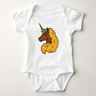 Yellow Afro Unicorn Baby Bodysuit