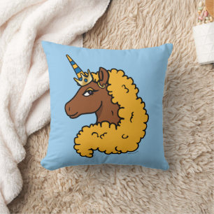 Yellow Afro Unicorn Cushion