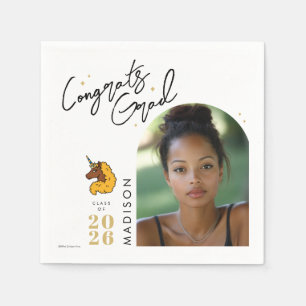 Yellow Afro Unicorn Graduation Napkin