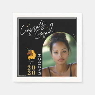 Yellow Afro Unicorn Graduation Napkin