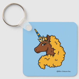 Yellow Afro Unicorn Key Ring