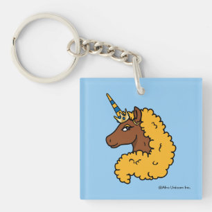 Yellow Afro Unicorn Key Ring