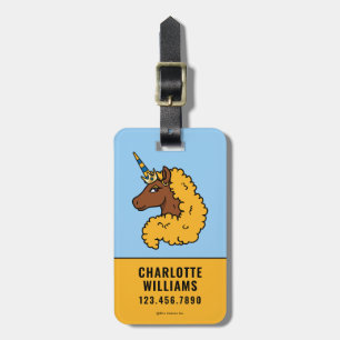 Yellow Afro Unicorn Luggage Tag