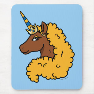 Yellow Afro Unicorn Mouse Mat