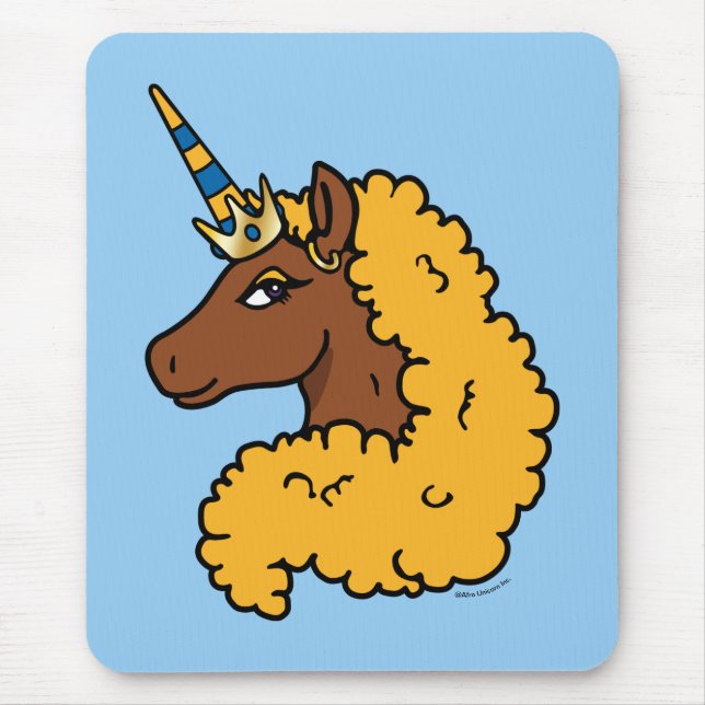 Yellow Afro Unicorn Mouse Mat (Front)