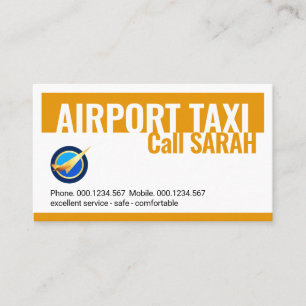 Yellow Airport Taxi Cab Car Driver Business Card