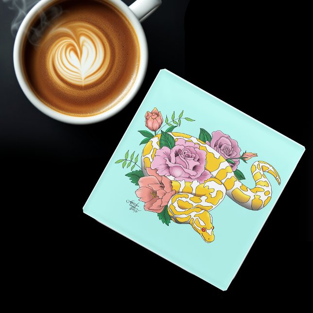 Yellow Albino Ball Python Glass Coaster (Creator Uploaded)