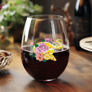 Yellow Albino Ball Python Stemless Wine Glass