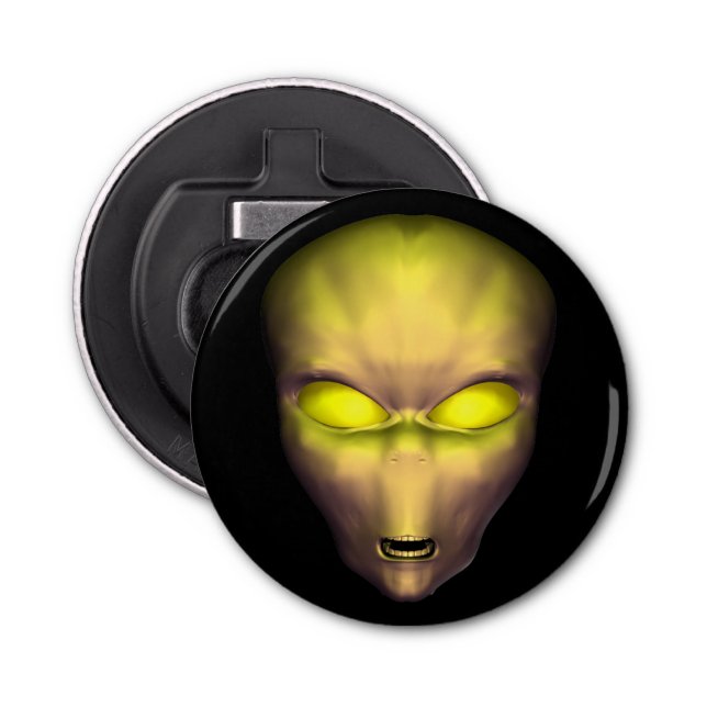 Yellow Alien Head Bottle Opener (Front)