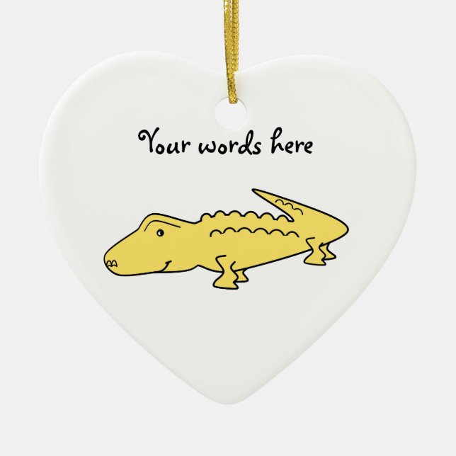 Yellow alligator ceramic tree decoration (Front)