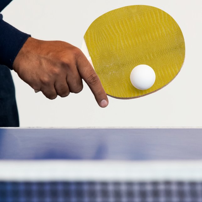 Yellow Alligator Texture Print Ping Pong Paddle (Insitu)